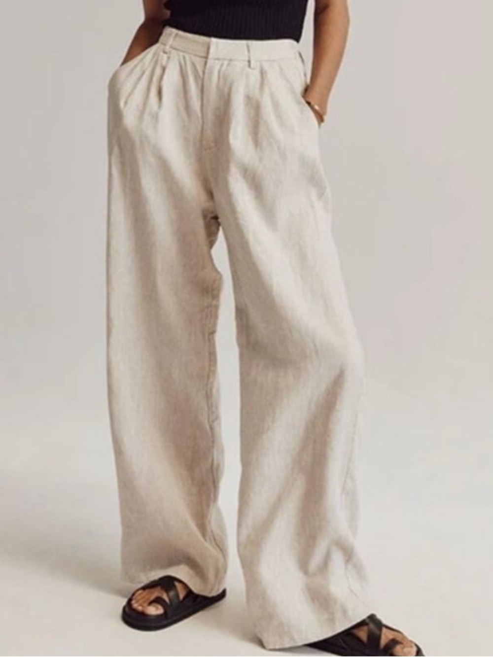 DISSH Norah Linen Wide Leg Pants Natural High Rise Women’s US 10 100% Linen